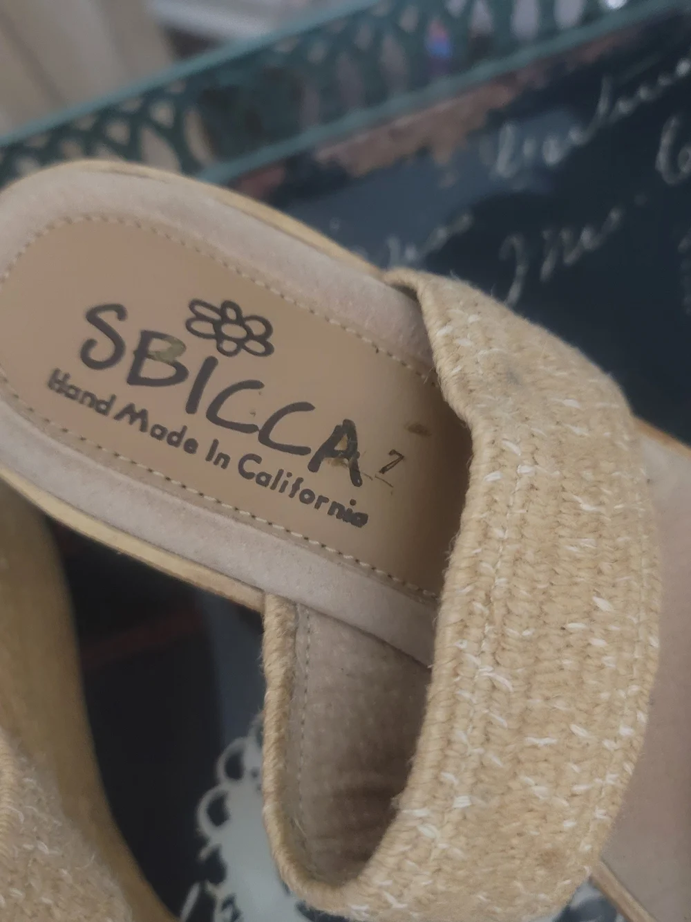 Sbicca Tan Woven Double-Strap Wedge Mules